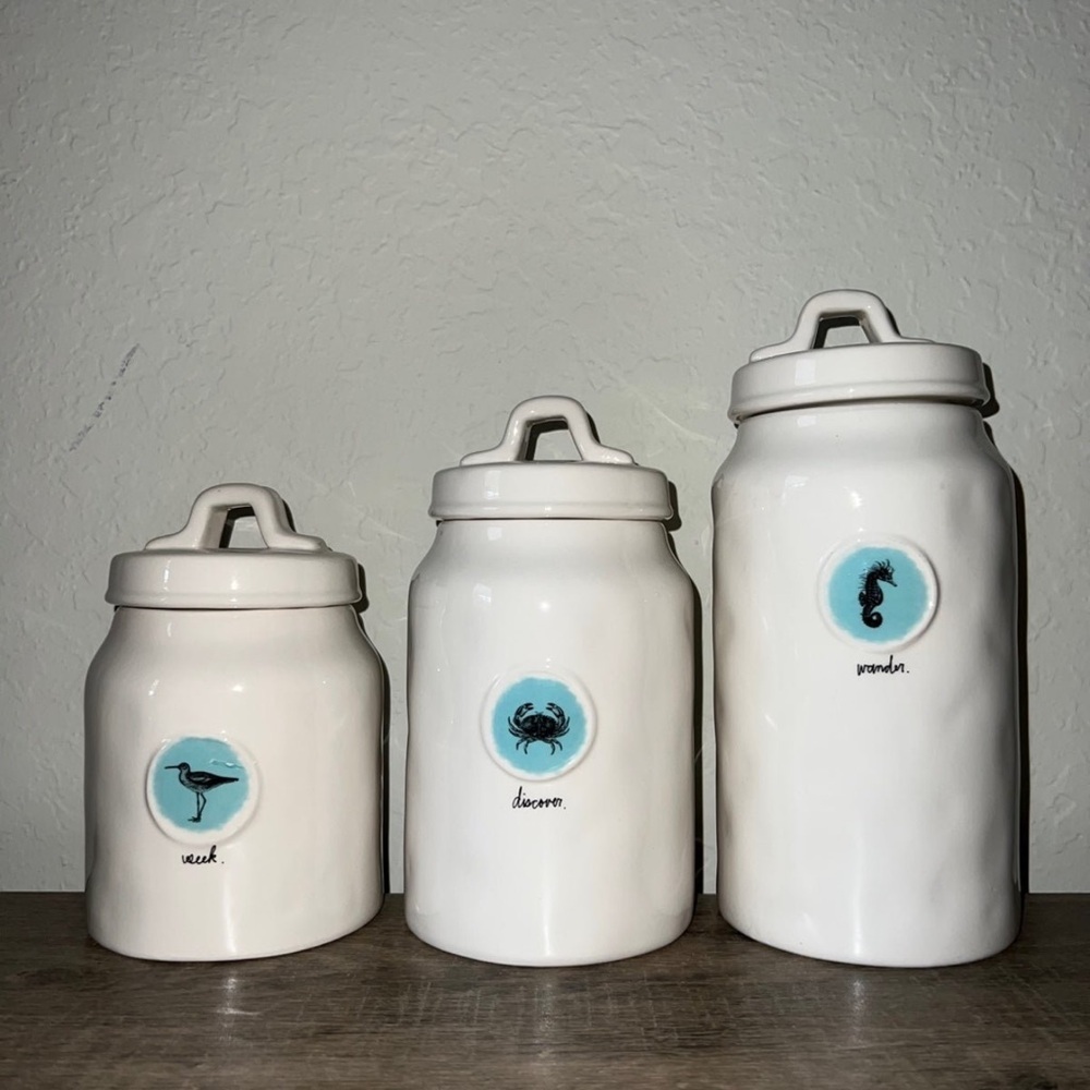 Rae Dunn sea life/coastal canister set